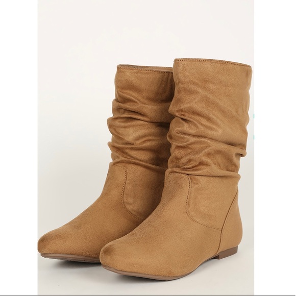 Western Chic Almond Toe Pull On Slouchy Tall Boots - Picture 3 of 5